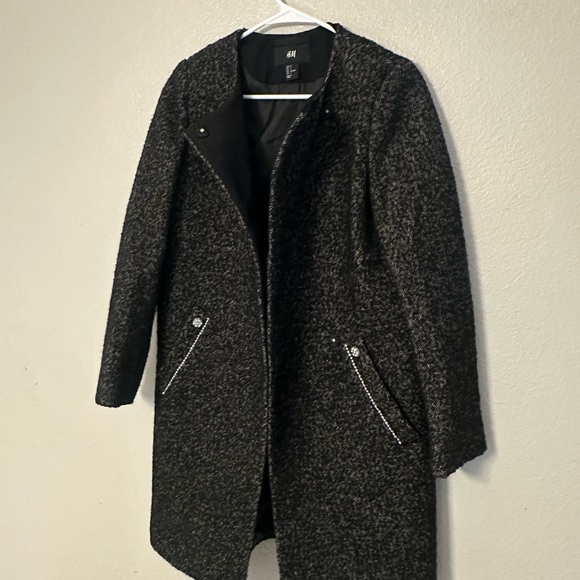 H&M Jackets & Blazers - H&M Textured Black Trench Coat